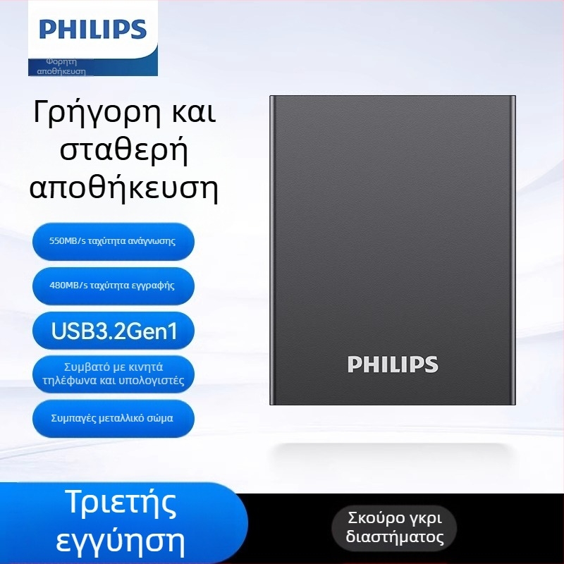 Philips PSSD Κινητή μονάδα στερεάς κατάστασης Κινητό τηλέφωνο Υπολογιστής Type-c Σκληρός δίσκος διπλής χρήσης Αποθήκευση υψηλής ταχύτητας Χονδρική επέκταση