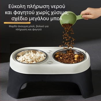 Νέα υπερυψωμένη λεκάνη για σκύλους, λεκάνη ταΐσματος πόσιμου νερού, αντικραδασμική λεκάνη τροφής από ανοξείδωτο ατσάλι, λεκάνη ρυζιού για γάτες σε απόθεμα χονδρικής