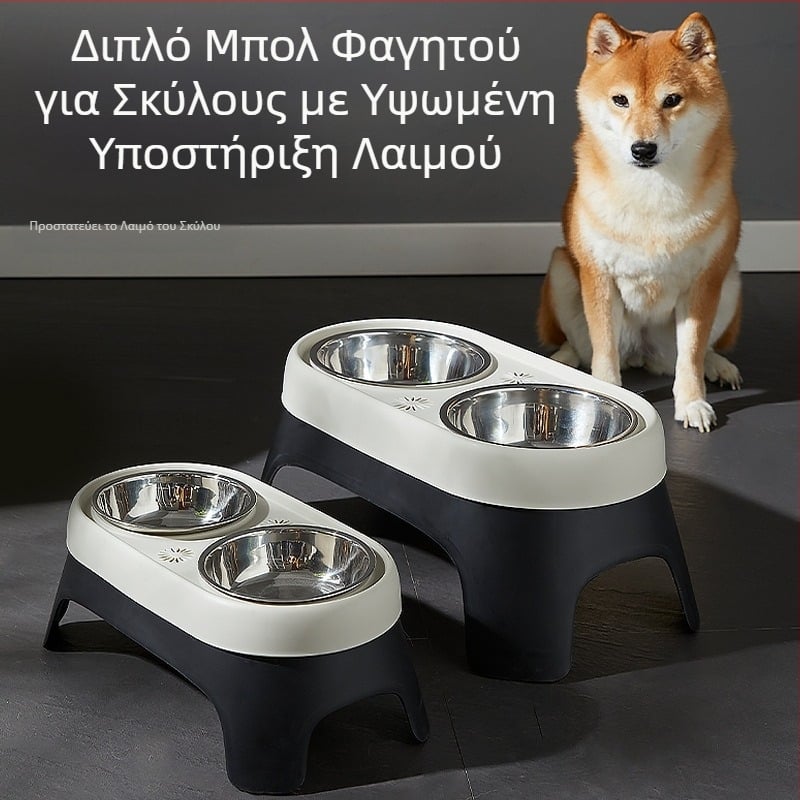 Νέα υπερυψωμένη λεκάνη για σκύλους, λεκάνη ταΐσματος πόσιμου νερού, αντικραδασμική λεκάνη τροφής από ανοξείδωτο ατσάλι, λεκάνη ρυζιού για γάτες σε απόθεμα χονδρικής