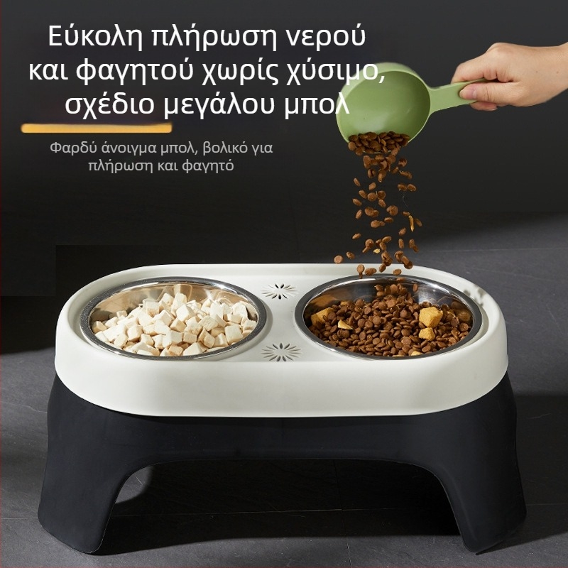 Νέα υπερυψωμένη λεκάνη για σκύλους, λεκάνη ταΐσματος πόσιμου νερού, αντικραδασμική λεκάνη τροφής από ανοξείδωτο ατσάλι, λεκάνη ρυζιού για γάτες σε απόθεμα χονδρικής