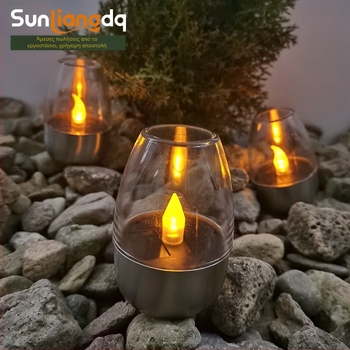 ♡ Διασυνοριακό ηλιακό φως εξωτερικού χώρου αυλής LED από ανοξείδωτο ατσάλι, φως κεριών, νυχτερινό φως για το γκαζόν, για το Halloween