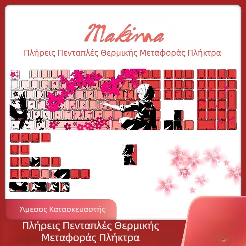 Συλλογή κλειδιών Cherry Blossom Girl Fox Girl Πλευρική χαραγμένη διαβάθμιση Θερμική εξάχνωση Διαφανές δευτερεύον καπάκι κλειδιού Διασυνοριακές εκρήξεις