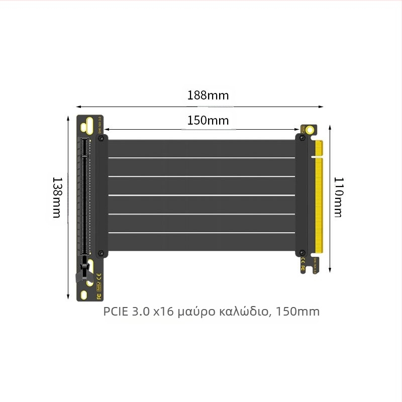 Καλώδιο επέκτασης κάρτας γραφικών PCI-E 3.0 4.0 μηδενικού βαθμού, κάρτα γραφικών 16x, προσαρμογέας γωνίας 90 μοιρών, σταθερότητα υψηλής ταχύτητας μετάδοσης