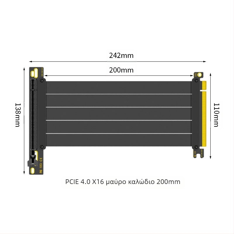 Καλώδιο επέκτασης κάρτας γραφικών PCI-E 3.0 4.0 μηδενικού βαθμού, κάρτα γραφικών 16x, προσαρμογέας γωνίας 90 μοιρών, σταθερότητα υψηλής ταχύτητας μετάδοσης