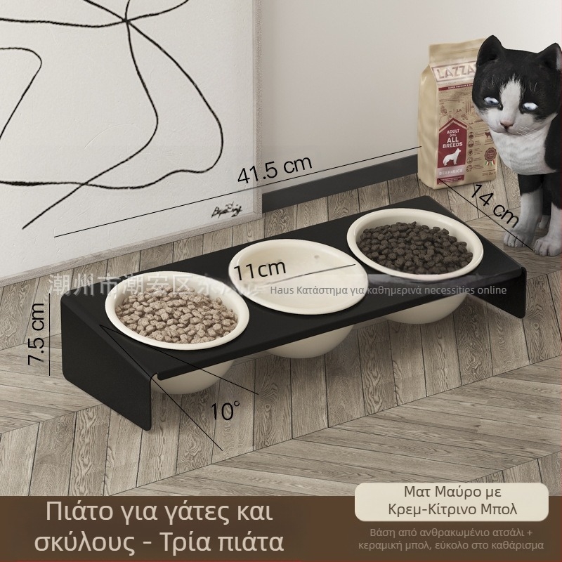 Κεραμικό δοχείο για κατοικίδια, τροφή για γάτες, μπολ για γάτες, μπολ για κατοικίδια, αντι-μαύρο πηγούνι, αντι-χτυπήματα, λοξή προστασία λαιμού κατοικίδιων, είδη φαγητού