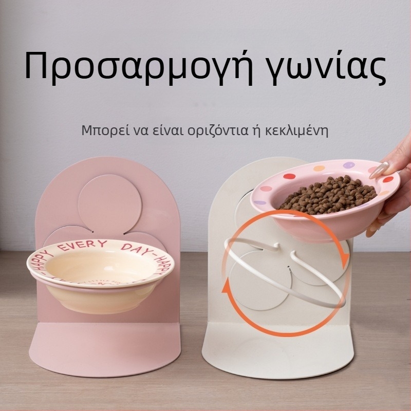 Κεραμικό μπολ με ψηλό πόδι, αποσπώμενο μπολ για κατοικίδια, μπολ για γάτες και σκύλους, μπολ για την αυχενική μοίρα της σπονδυλικής στήλης με αντικραδασμική προστασία, μπολ για τροφή γάτας με κλίση, μπολ για πόση
