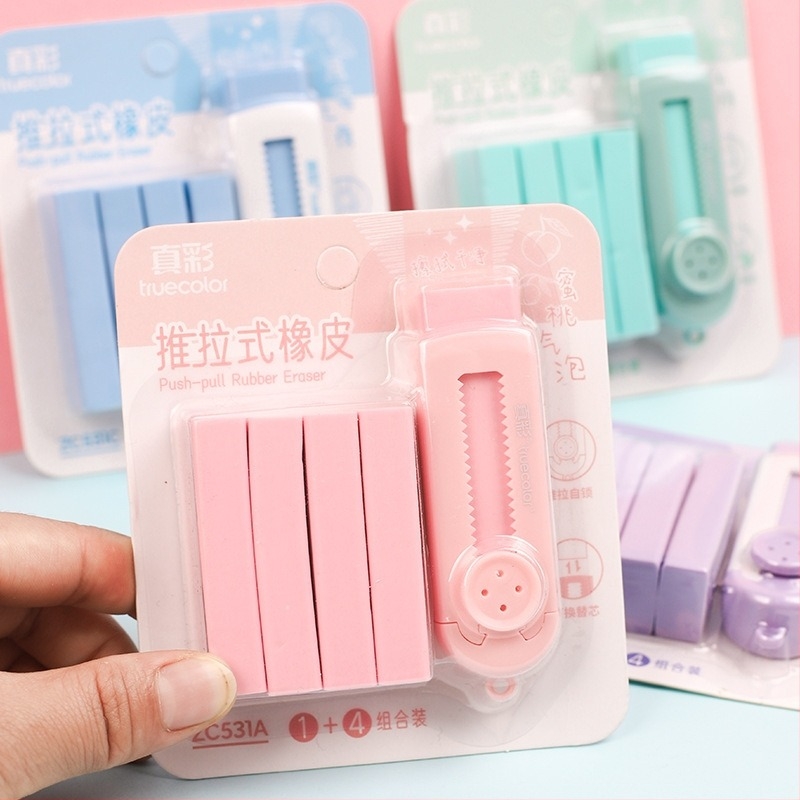 Χαριτωμένη δημιουργική γόμα μολυβιού True Color Eraser Push-Pull Student Special Correction Eraser Αντικαταστάσιμη γόμα πυρήνα χονδρικής