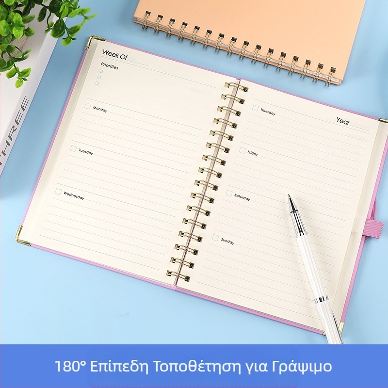 Αμερικανικό Εβδομαδιαίο Σχέδιο A5 Πηνίο Σημειωματάριο Οριζόντιο Σημειωματάριο Πρόγραμμα Σημειωματάριο Αγγλικά Ημερολόγιο Φοιτητής Σημειωματάριο Χονδρική