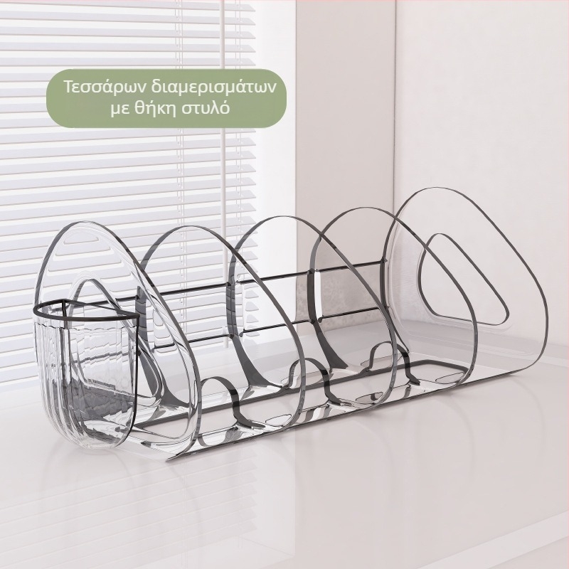 Επιτραπέζιο κουτί αποθήκευσης βιβλιοθήκης διαφανές βιβλίο φοιτητών γραφείου διαχωριστικό ακρυλικό στυλό θήκη αποθήκευσης ράφι