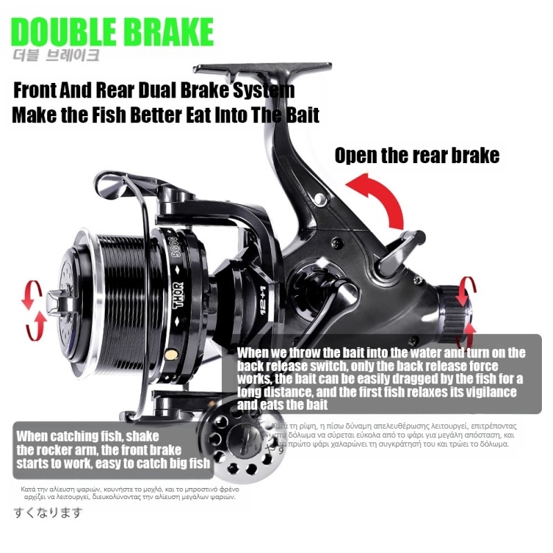 Τροχός περιστροφής Samolla με διπλό φρένο, τροχός κυπρίνου, μεγάλης εμβέλειας, μεγάλος τροχός ψαρέματος, εξαγωγή διασυνοριακού χονδρικού εμπορίου, αντι-περιέλιξης