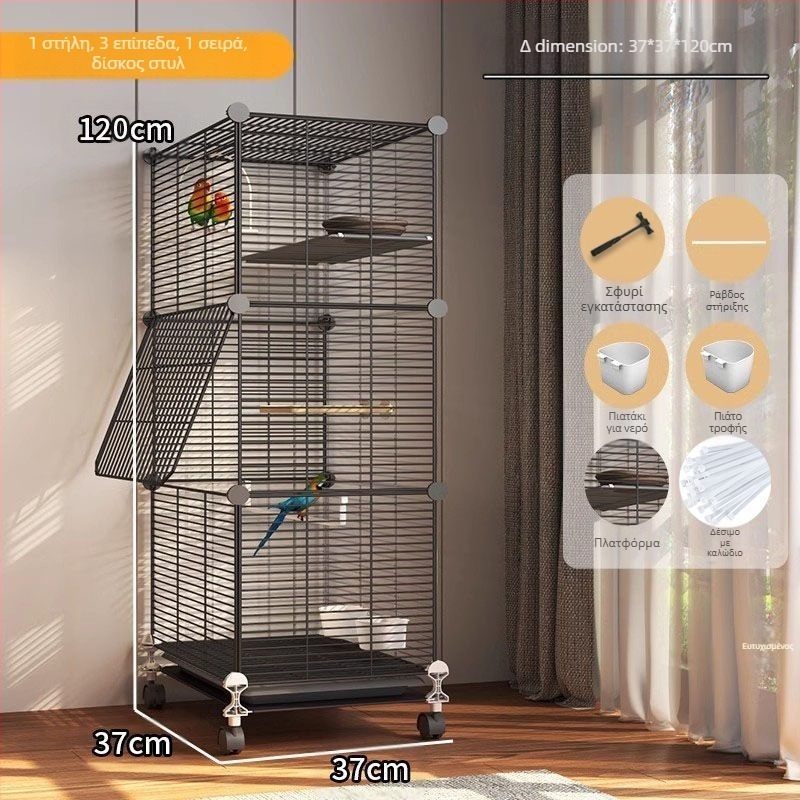 Μεγάλο κλουβί πουλιών ανθεκτικό στις πιτσιλιές για παπαγάλους, κοκατίλ, ψαρόνια, μεγάλα μάινα, παπαγαλάκια και καναρίνια, πολυτελής βίλα διαμόρφωσης τοπίου