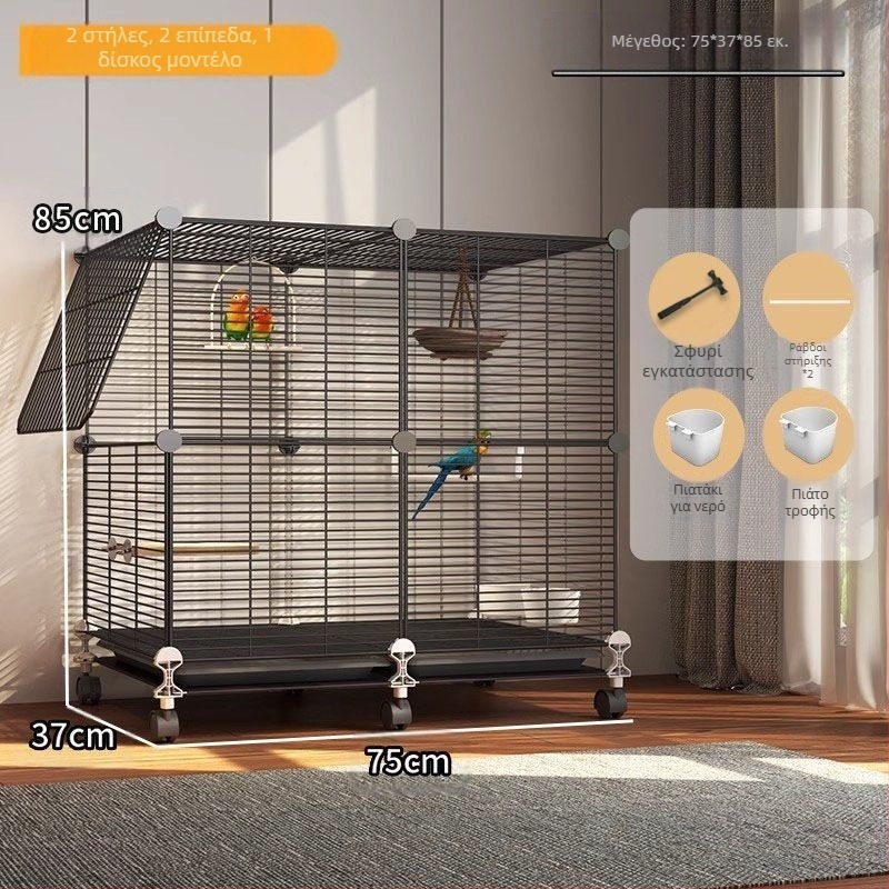 Μεγάλο κλουβί πουλιών ανθεκτικό στις πιτσιλιές για παπαγάλους, κοκατίλ, ψαρόνια, μεγάλα μάινα, παπαγαλάκια και καναρίνια, πολυτελής βίλα διαμόρφωσης τοπίου