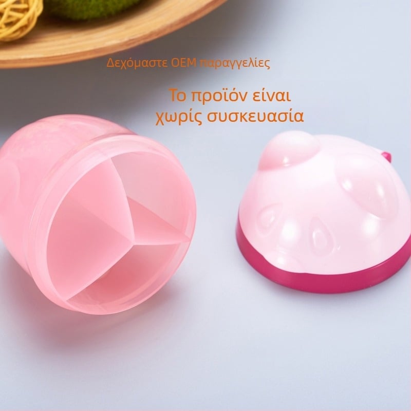 Εργοστασιακά άμεσο φορητό τριών στρώσεων φορητό κουτί γάλακτος σε σκόνη τριών διαμερισμάτων περιστρεφόμενο κουτί γάλακτος σε σκόνη για νεογέννητα κουτί αποθήκευσης γάλακτος σε σκόνη