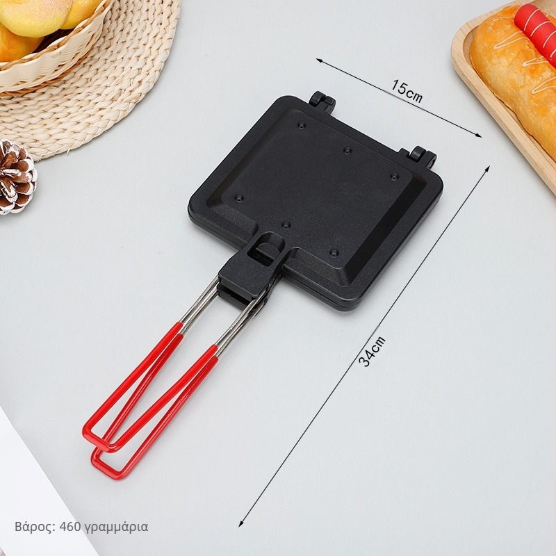 Ιαπωνικό στυλ σάντουιτς ψησίματος κλιπ αποσπώμενο πτυσσόμενο διπλής όψης καλούπι τοστ για ψωμί εξωτερικού χώρου αερίου διπλής όψης τηγάνι χονδρικής