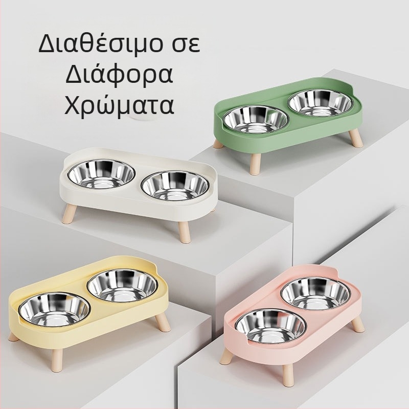 Μπολ για γάτες Κεραμικό διπλό μπολ Μπολ για σκύλους Μπολ από ανοξείδωτο ατσάλι Λεκάνη τροφής για γάτες Προστασία αυχενικής μοίρας της σπονδυλικής στήλης Αντιανατροπή Μπολ τροφής για γάτες και σκύλους Αντιπυρετικό Μπολ νερού