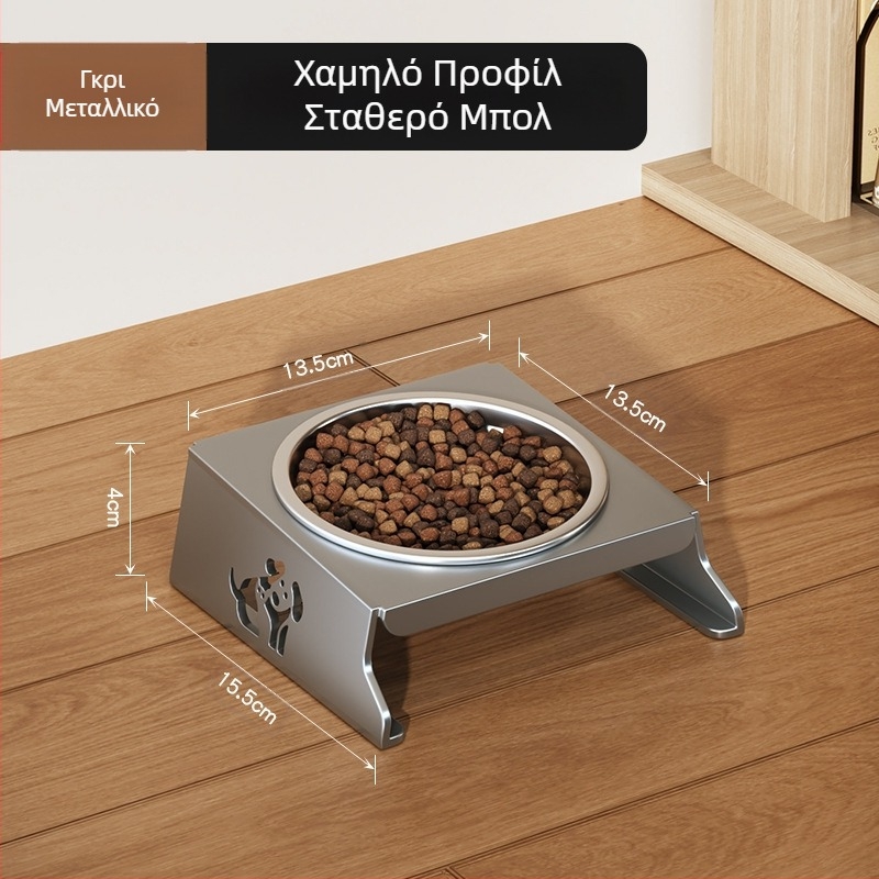 Μπολ για κατοικίδια από ανοξείδωτο ατσάλι, διπλό μπολ, πτυσσόμενο μπολ τροφής για μικρά σκυλιά, ειδικό μπολ με ενισχυμένη προστασία λαιμού για την αποφυγή ανατροπής του μπολ νερού για γάτες