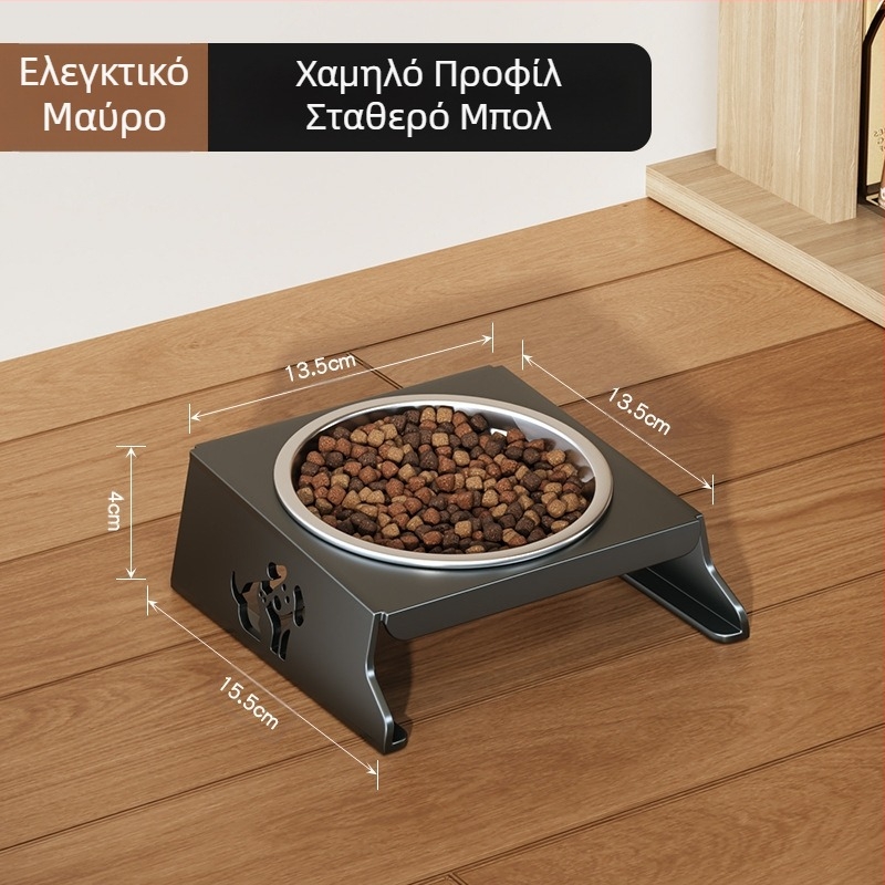 Μπολ για κατοικίδια από ανοξείδωτο ατσάλι, διπλό μπολ, πτυσσόμενο μπολ τροφής για μικρά σκυλιά, ειδικό μπολ με ενισχυμένη προστασία λαιμού για την αποφυγή ανατροπής του μπολ νερού για γάτες