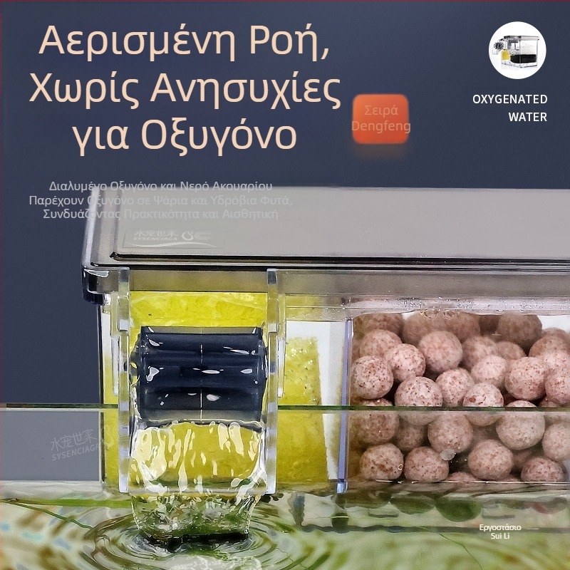 Κύκλος καθαρισμού νερού φίλτρου ενυδρείου τριών σε ένα με υποβρύχια αντλία, ενσωματωμένο κιβώτιο στάλαξης για την παραγωγή οξυγόνου, ενσωματωμένο κιβώτιο στάλαξης για την δεξαμενή χελωνών