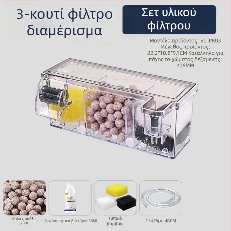 Κύκλος καθαρισμού νερού φίλτρου ενυδρείου τριών σε ένα με υποβρύχια αντλία, ενσωματωμένο κιβώτιο στάλαξης για την παραγωγή οξυγόνου, ενσωματωμένο κιβώτιο στάλαξης για την δεξαμενή χελωνών