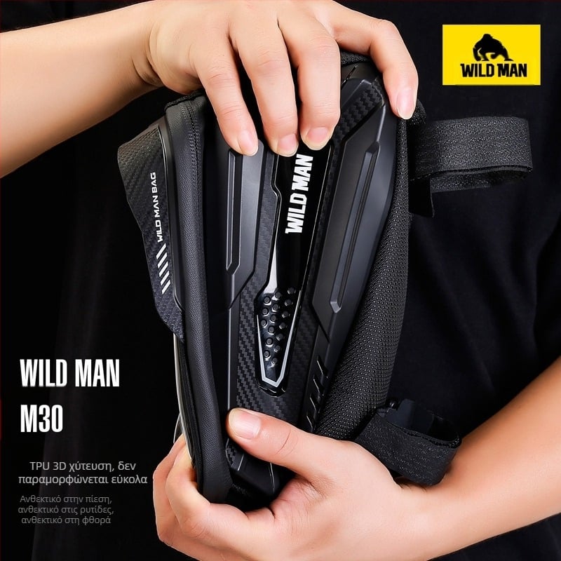 WILD MAN τσάντα ποδηλάτου βουνού με σκληρό κέλυφος, μπροστινή δοκό, με σωλήνα, κινητό τηλέφωνο, οθόνη αφής, μπροστινή τσάντα σέλας αυτοκινήτου, τσάντα εξοπλισμού ιππασίας