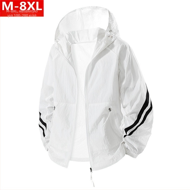 Καλοκαιρινό, μοντέρνο ανδρικό αναπνεύσιμο λεπτό μεταξωτό μπουφάν πάγου για παχύσαρκους άνδρες, φαρδιά, γρήγορο στέγνωμα δέρματος, αντηλιακή προστασία