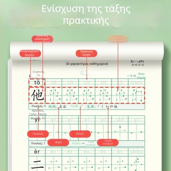 [Τετράδιο σύγχρονης αποσυμπίεσης 30 λέξεων την ημέρα] Dot Matrix Νέες λέξεις Μαθητές δημοτικού σχολείου 1-6 τάξης Κινεζική ζωγραφική κόκκινο βιβλίο εξάσκησης καλλιγραφίας