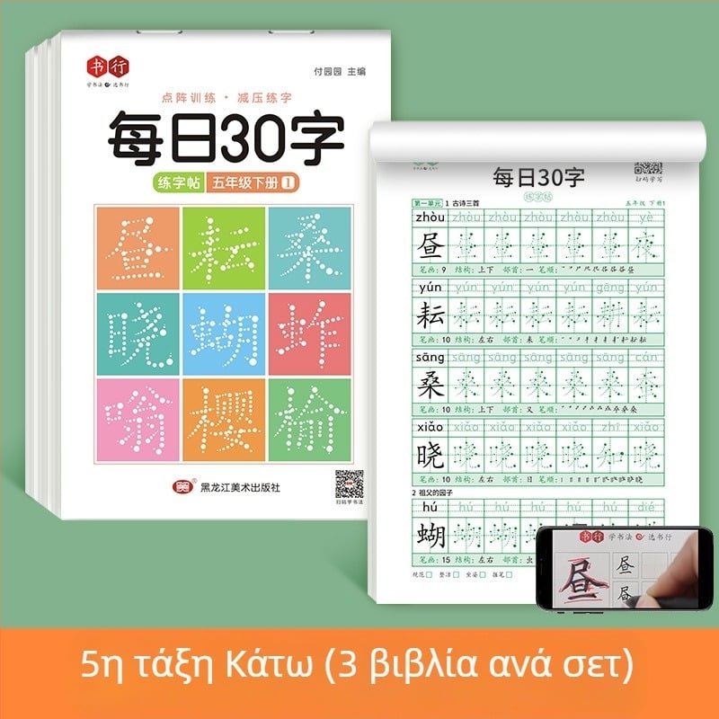 [Τετράδιο σύγχρονης αποσυμπίεσης 30 λέξεων την ημέρα] Dot Matrix Νέες λέξεις Μαθητές δημοτικού σχολείου 1-6 τάξης Κινεζική ζωγραφική κόκκινο βιβλίο εξάσκησης καλλιγραφίας