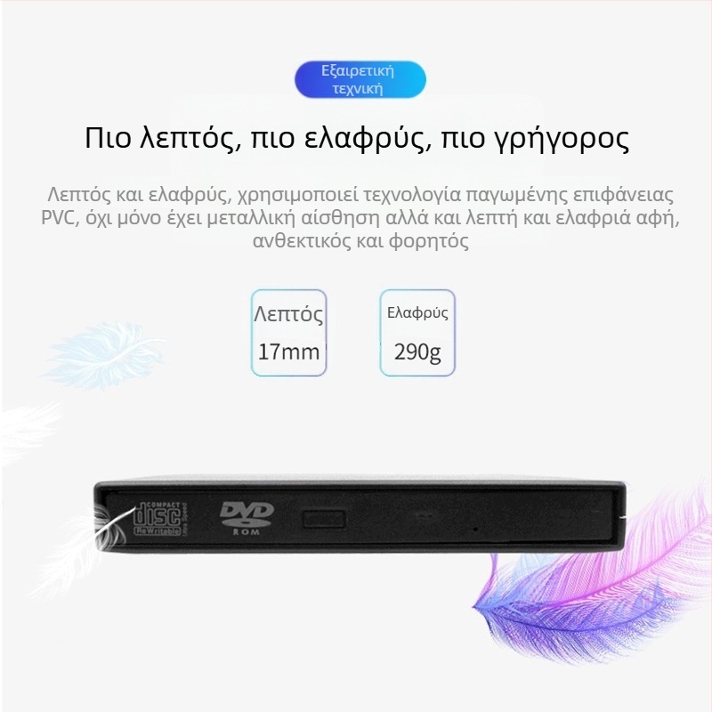 Εξωτερική μονάδα οπτικού δίσκου DVD Blu-Ray USB χωρίς πρόγραμμα οδήγησης Συσκευή αναπαραγωγής CD ανάγνωσης υπολογιστή Vcd Εξωτερική συσκευή εγγραφής οπτικών δίσκων