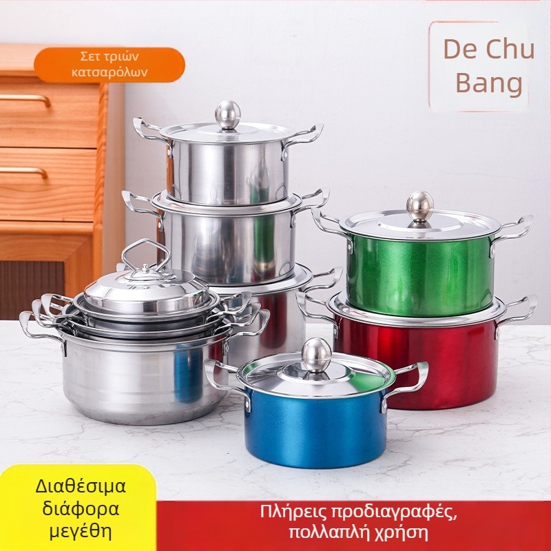 Σετ κατσαρόλας από ανοξείδωτο ατσάλι για διασυνοριακή χρήση, σετ κατσαρόλας τριών τεμαχίων, σετ κατσαρόλας σούπας δώρου Binaural, σετ κατσαρόλας έξι τεμαχίων χονδρικής