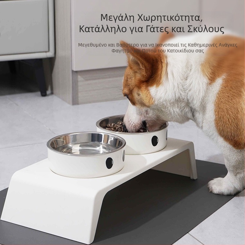 Μπολ για κατοικίδια, αντικραδασμικό μπολ για γάτες, προστασία λαιμού γάτας, μπολ τροφής για γάτες για σκύλους, διπλό μπολ από ανοξείδωτο ατσάλι, διασυνοριακό, νέο μπολ για σκύλους χονδρικής