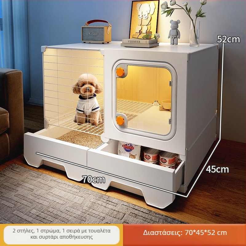 Κλουβί σκύλου με ξεχωριστή τουαλέτα, ένα δωμάτιο, ένα σαλόνι και ένα μπάνιο, μικρό κλουβί για σκύλους, κλουβί για κατοικίδια Teddy Pomeranian