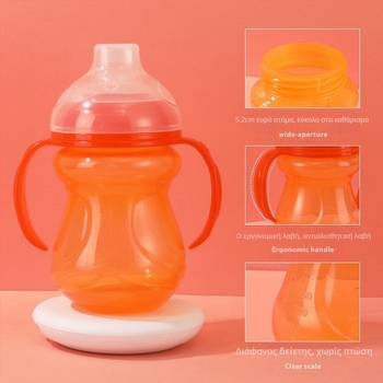 Παιδικό κύπελλο άμεσης εκμάθησης πόσης με εξαιρετικά φαρδύ στόμιο από PP, αδιάβροχο και ανθεκτικό στον πνιγμό, με λαβή εκπαίδευσης για όλα τα φλιτζάνια