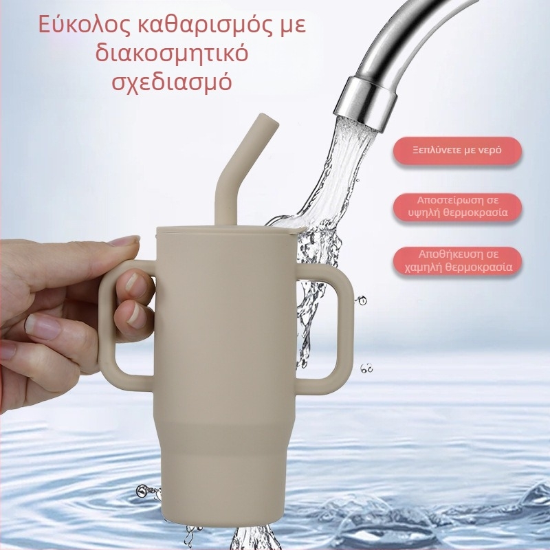 Κύπελλο εκπαίδευσης με καλαμάκι, ανθεκτικό στις πτώσεις και στις διαρροές για βρέφη και νήπια, σφραγισμένο κύπελλο άμεσης κατανάλωσης από σιλικόνη, κατάλληλο για τρόφιμα, παιδικό κύπελλο εκμάθησης