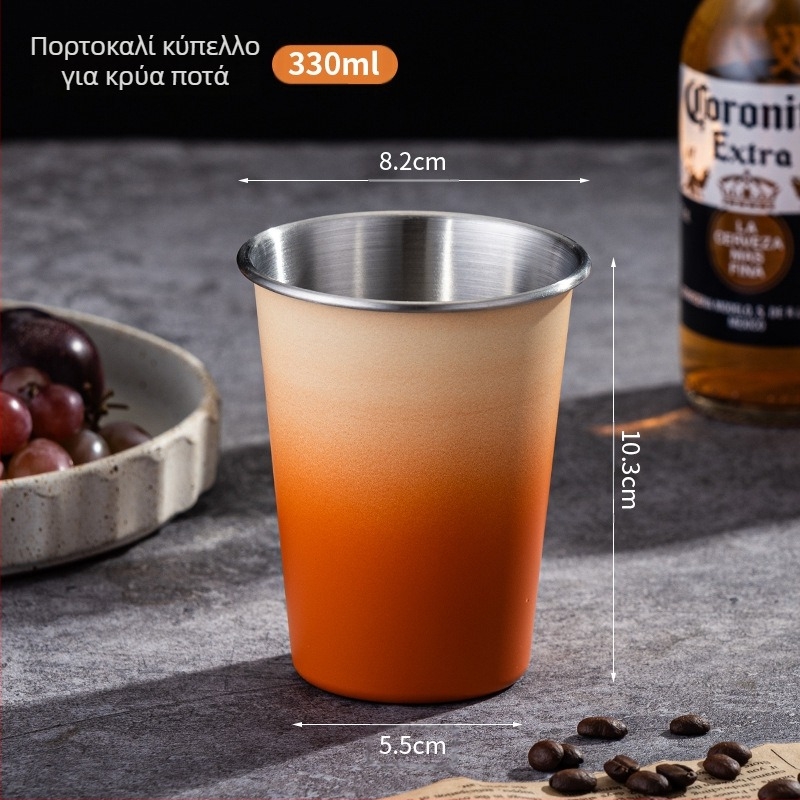 Κύπελλο μπύρας από ανοξείδωτο ατσάλι Μεγάλη χωρητικότητα Κύπελλο νερού μονής στρώσης Κύπελλο κρασιού με κατσαρό σκελετό Κύπελλο καφέ γάλακτος, τσαγιού γάλακτος, φορητό κύπελλο κάμπινγκ