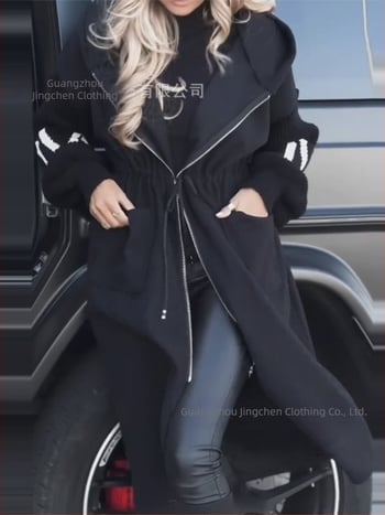 Amazon 2024 φθινόπωρο και χειμώνας νέα διασυνοριακή ευρωπαϊκή και αμερικανική μόδα εξωτερικού εμπορίου γυναικείο casual παλτό με κουκούλα και μακρύ ραμμένο παλτό