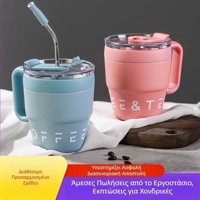 Διασυνοριακό χονδρικό 304 ανοξείδωτο ατσάλι κούπα γραφείου για επιχειρήσεις καφέ με λαβή φορητό κρύο κύπελλο συντήρησης θερμότητας