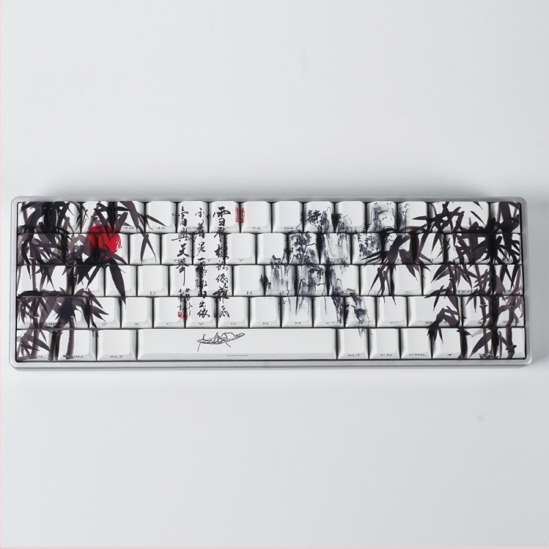 Τοπίο Μπαμπού Δάσος Ρετρό Μελάνι Στυλ Pbt Sublimation Keycap Τροποποίηση Κατάλληλο για 60/68 Peremei Plus Lion Mu Aiyan