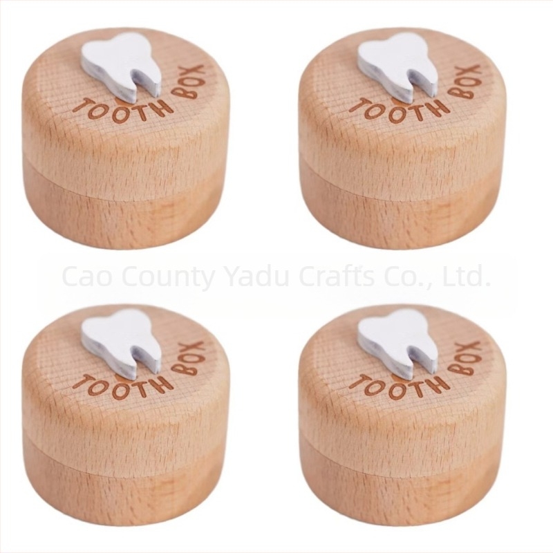 Απλό κουτί για νεογιλά δόντια μωρού από μασίφ ξύλο, στρογγυλό, παιδικό κουτί για νεογιλά δόντια από τρίχες εμβρύου, ξύλινο κουτί αποθήκευσης νεογιλά δοντιών από ομφάλιο λώρο, κουτί αποθήκευσης νεογιλά δοντιών από οξιά