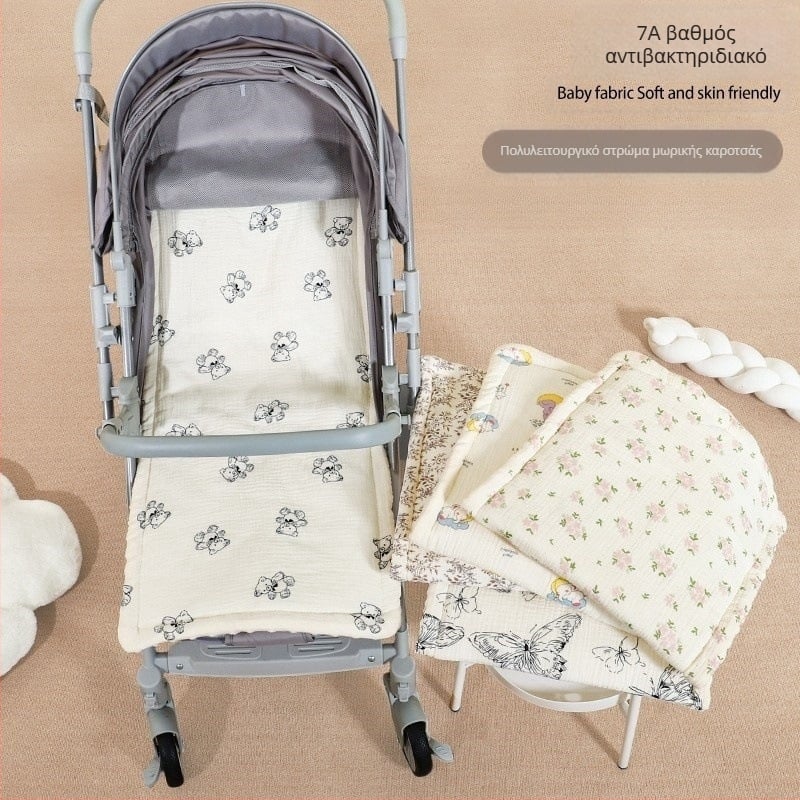 Μαξιλάρι καροτσιού μωρού καλοκαιρινό μαλακό παχύρρευστο ζεστό στρώμα βαμβακιού γάζα φασολιών βελούδο στρώμα καροτσιού μωρού βαμβακερό επίθεμα