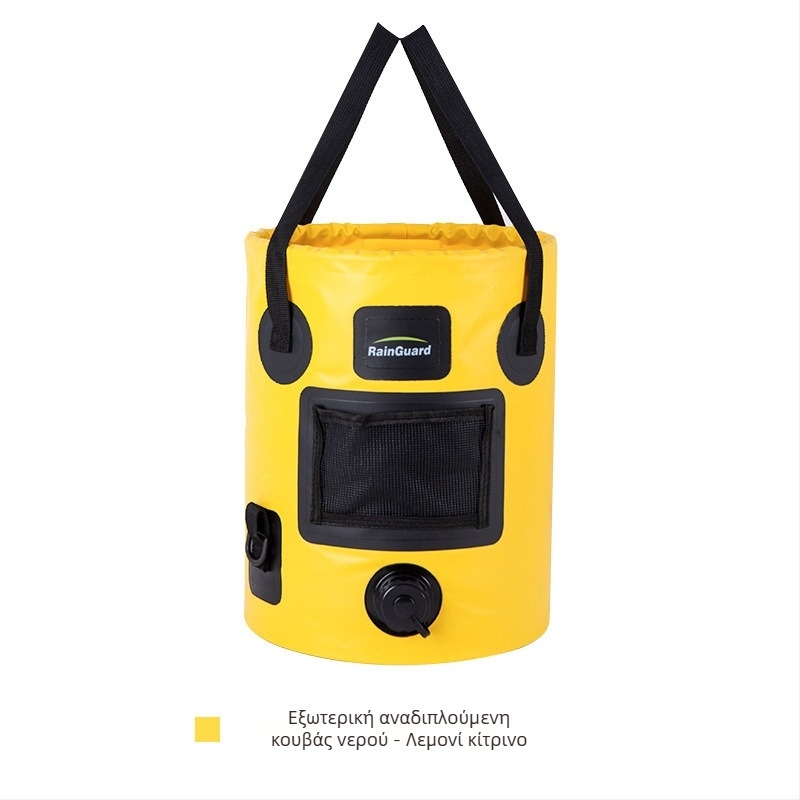 Εξωτερικός πτυσσόμενος κουβάς φορητός κουβάς με βαλβίδα κουβά κάμπινγκ μεγάλης χωρητικότητας στρογγυλός κουβάς χειρός με καπάκι κουβάς ψαρέματος