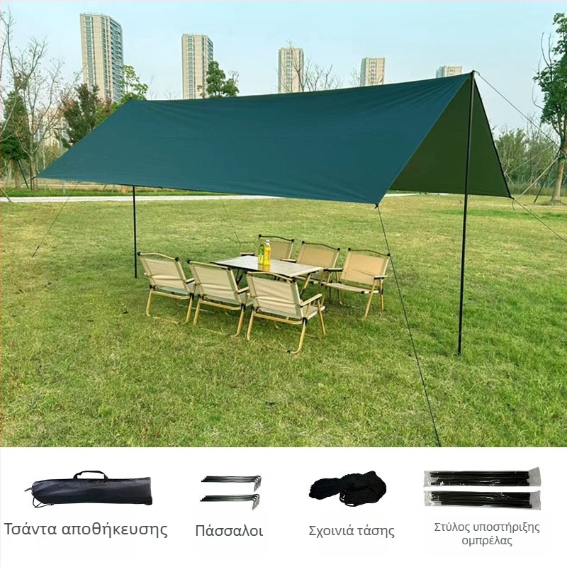 Μαύρο λαστιχένιο ύφασμα με τέντα για εξωτερική σκηνή, ανθεκτικό στο νερό, για κάμπινγκ 6-20 ατόμων, με πυκνό αδιάβροχο ύφασμα Oxford, για τέντα πολλαπλών χρήσεων