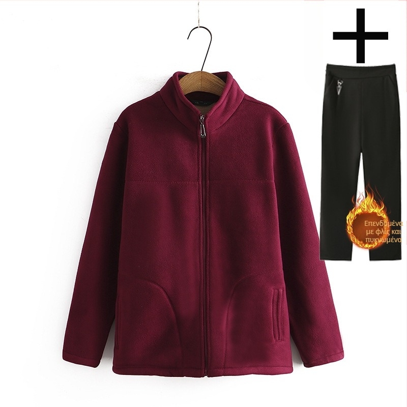 Παλτό από φλις για τη μητέρα, ρούχα για την άνοιξη, χειμερινά ρούχα, ρούχα με φλις επένδυση, ρούχα από φλις για γυναίκες μέσης ηλικίας και ηλικιωμένους, ρούχα από φλις για γιαγιάδες, ρούχα για την άνοιξη και το φθινόπωρο