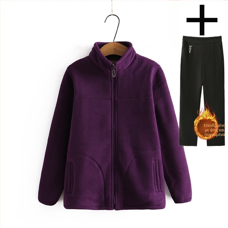 Παλτό από φλις για τη μητέρα, ρούχα για την άνοιξη, χειμερινά ρούχα, ρούχα με φλις επένδυση, ρούχα από φλις για γυναίκες μέσης ηλικίας και ηλικιωμένους, ρούχα από φλις για γιαγιάδες, ρούχα για την άνοιξη και το φθινόπωρο