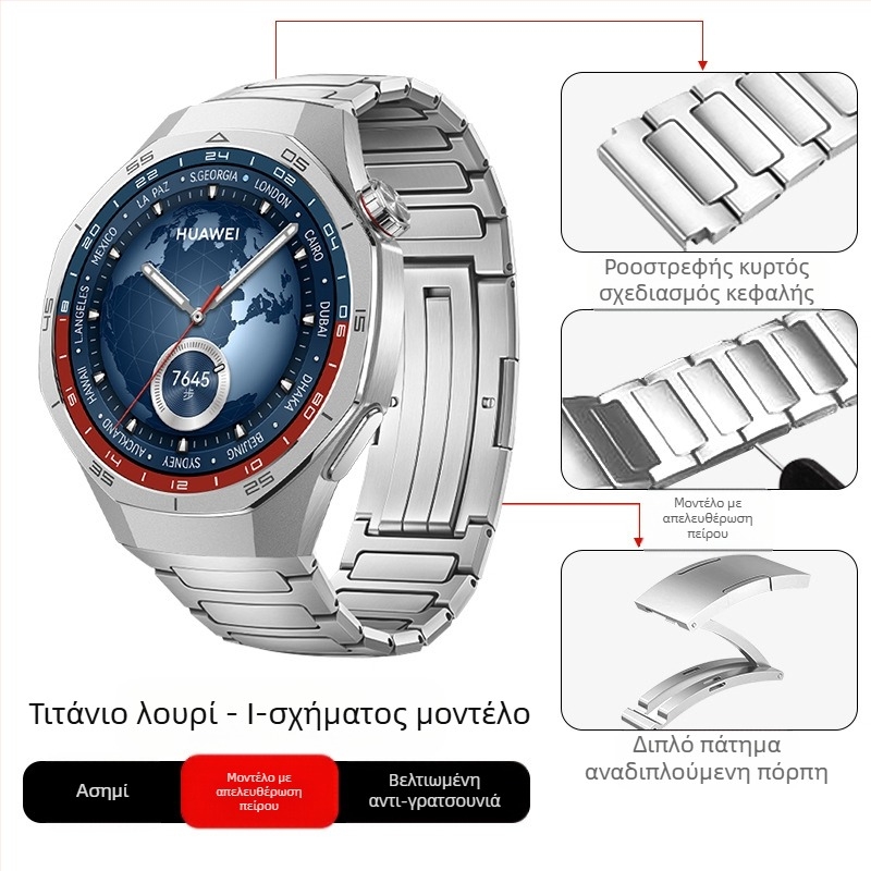 Κατάλληλο για ρολόι Huawei Gt5/Pro με κράμα τιτανίου, λουράκι από καθαρό τιτάνιο για Gt4/Watch5/4/6, επαγγελματικό στυλ.