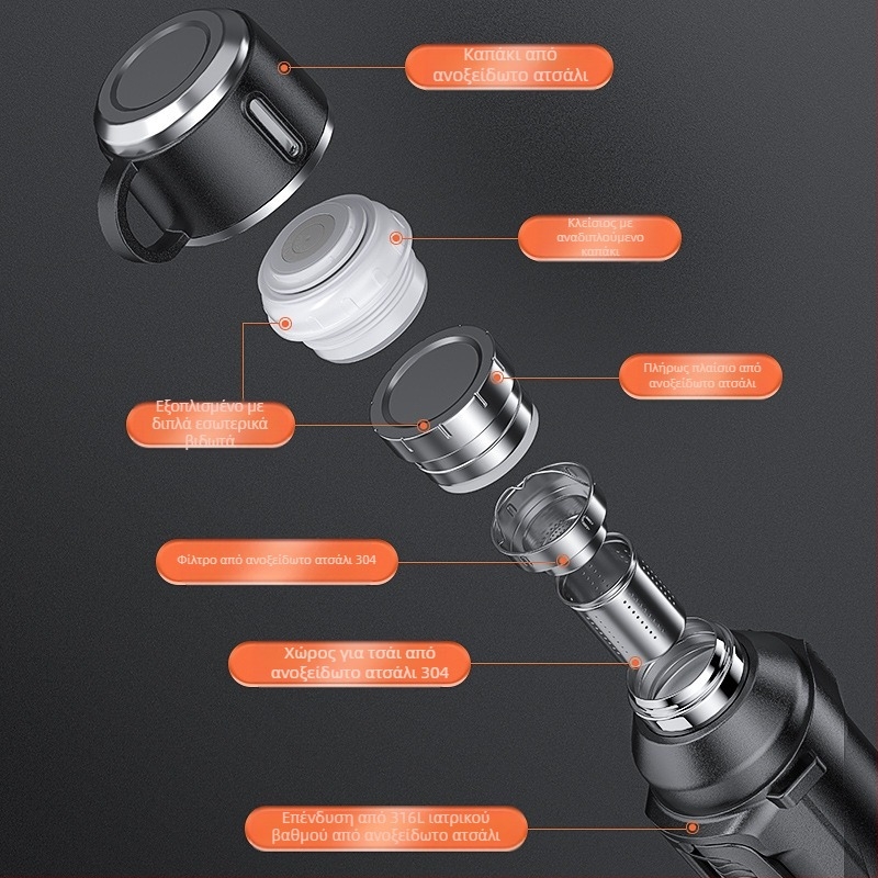 Θερμός 316 Εξωτερικός Θερμός Μεγάλης Χωρητικότητας Φορητός Θερμός Αυτοκινήτου με Κάδο Τσαγιού Φίλτρο Θερμός Τσαγιού