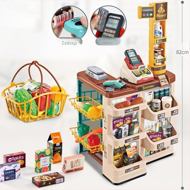 Διασυνοριακό παιδικό προσομοίωσης παγωτού σούπερ μάρκετ σετ καλαθιού αγορών σαρωτή πιστωτικών καρτών οικογένεια ταμίας σούπερ μάρκετ παιχνίδια