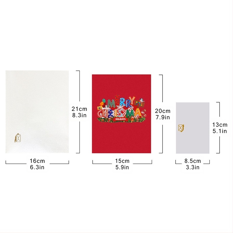 Νέα δημιουργική διασυνοριακή τρισδιάστατη ευχετήρια κάρτα Amazon για τις γιορτές, χειροποίητη κάρτα με έγχρωμη εκτύπωση χριστουγεννιάτικων γραμμάτων