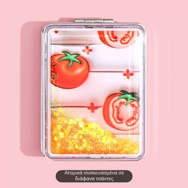 Φορητός καθρέφτης μακιγιάζ σε απόθεμα, ορθογώνιος μοντέρνος καθρέφτης ομορφιάς υγρής άμμου, γυναικείος διπλής όψης πτυσσόμενος μίνι καθρέφτης μακιγιάζ