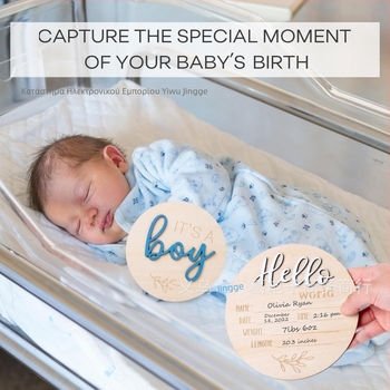 Ξύλινη πινακίδα καλωσορίσματος νεογέννητου για αγόρι και κορίτσι, με πολύχρωμη τρισδιάστατη πινακίδα αποκάλυψης φύλου για γέννηση μωρού