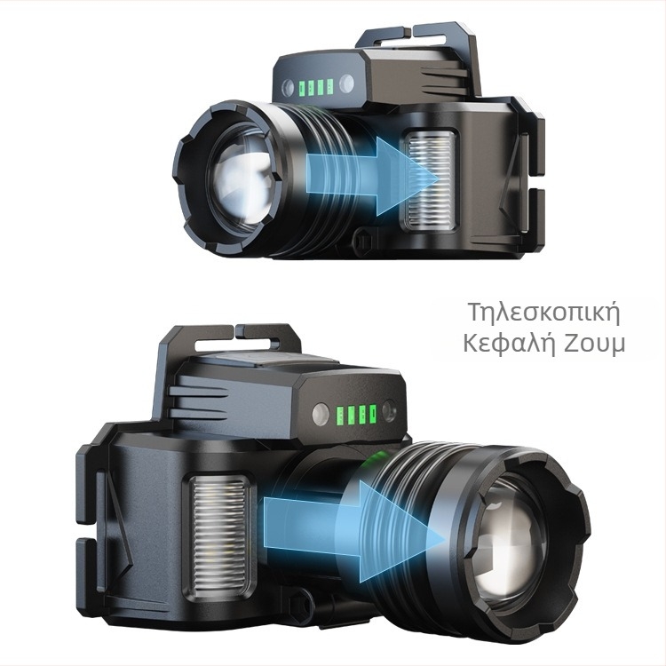 Διασυνοριακός επαγωγικός λευκός φακός λέιζερ με φόρτιση USB, κόκκινο μπλε λευκό LED με οπτικό ζουμ πολλαπλών λειτουργιών για εξωτερικούς χώρους